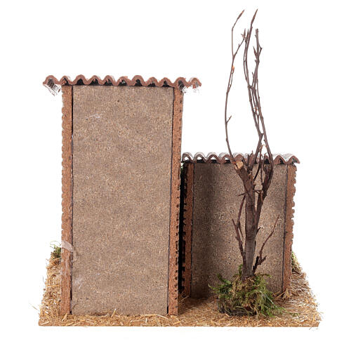 Chata z XIX-wieczną stajnią, do szopki 8 cm, w stylu rustykalnym, 20x20x15cm 6