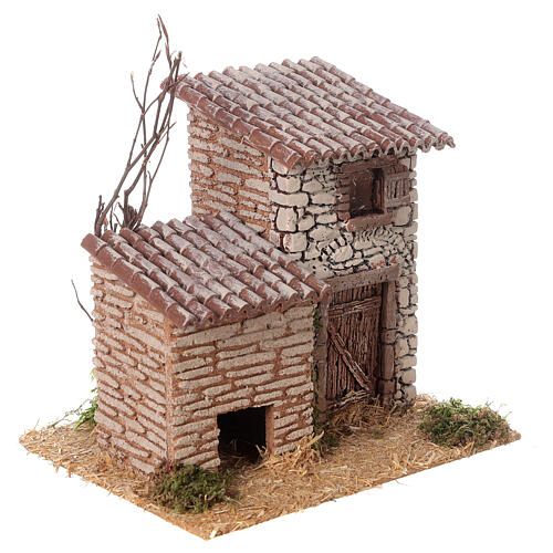 Nativity scene house with barn 8 cm 19th century 20x20x15cm 4