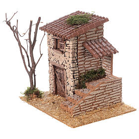 Nineteenth century house with stairs for Nativity Scene with 8 cm characters 20x20x15 cm