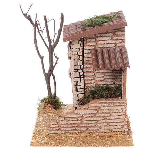 Nineteenth century house with stairs for Nativity Scene with 8 cm characters 20x20x15 cm 3