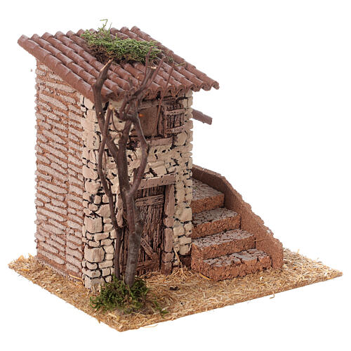 Casa com escada estilo século XIX para presépio com figuras de 8 cm 20x20x15 cm 4