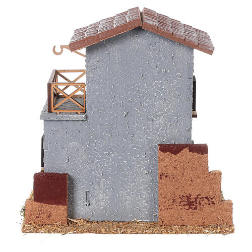 Wooden house with terraces 1800s style, 8 cm nativity 20x20x15cm 6