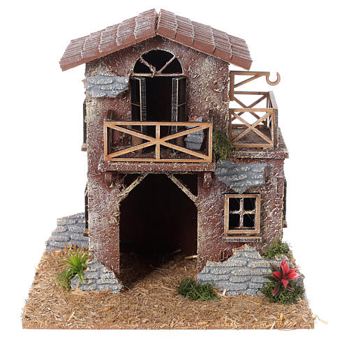 Country house with terrace for Nativity Scene with 8 cm characters 20x20x15 cm 1
