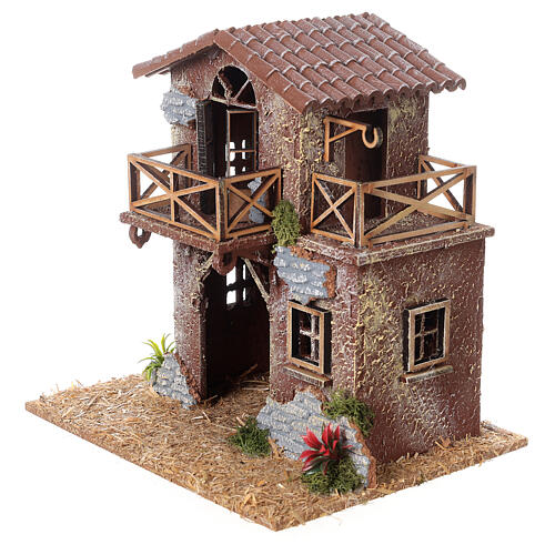 Country house with terrace for Nativity Scene with 8 cm characters 20x20x15 cm 2