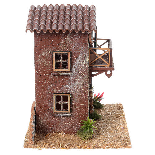 Country house with terrace for Nativity Scene with 8 cm characters 20x20x15 cm 3