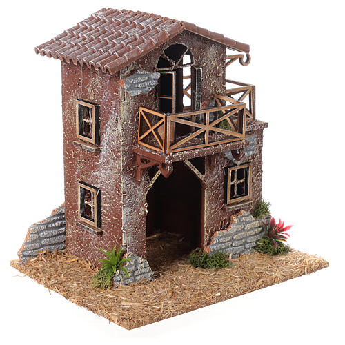 Country house with terrace for Nativity Scene with 8 cm characters 20x20x15 cm 4