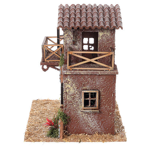 Country house with terrace for Nativity Scene with 8 cm characters 20x20x15 cm 5