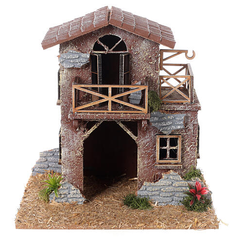 Maison de campagne avec terrasse crèche 8 cm 20x20x15 cm 1