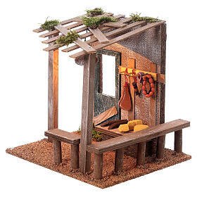 Butcher's shop with lantern for Nativity Scene with 8-10 cm characters 20x20x15 cm