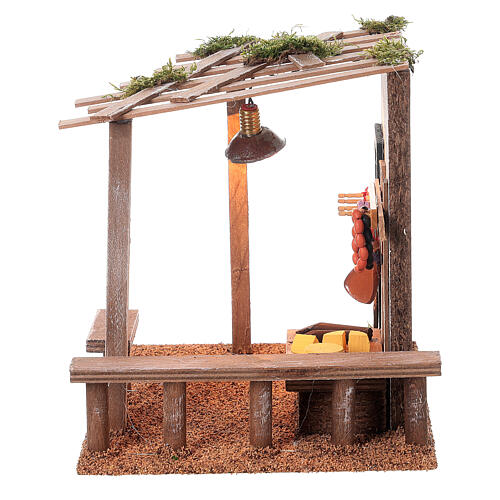 Bottega del salumiere con lanterna presepe 8-10 cm 20x20x15 cm 4