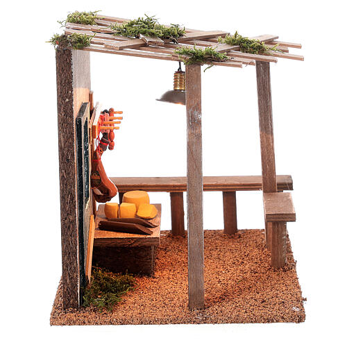 Bottega del salumiere con lanterna presepe 8-10 cm 20x20x15 cm 5