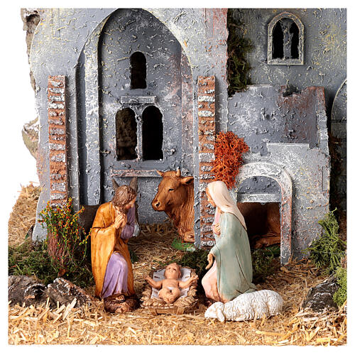 Stable castle Moranduzzo nativity scene 10 cm nineteenth century 30x40x30cm 2