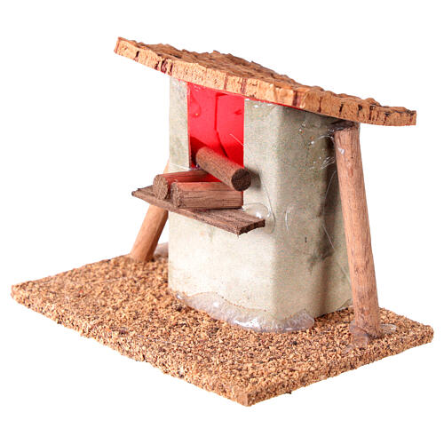 Ofen mit Holz LED Krippenhaus 12 cm, 10x10x5cm 2