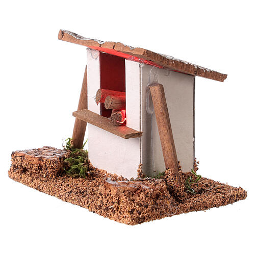 Wood oven figurine with LED house for nativity scene 12 cm 10x10x5cm 2