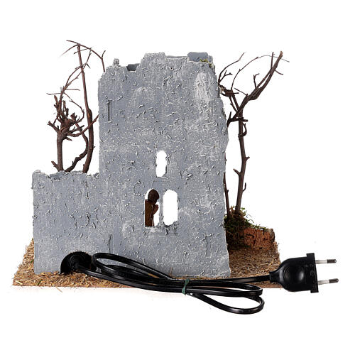 Nineteenth century tower with fire effect for Moranduzzo Nativity Scene with 10 cm characters 20x25x15 cm 6