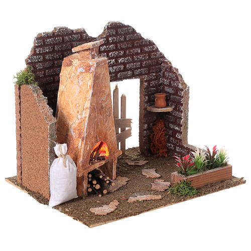 Outdoor wood oven for Nativity Scene with 8 cm characters 15x20x15 cm 3
