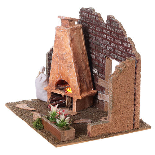 Outdoor wood oven for Nativity Scene with 8 cm characters 15x20x15 cm 4