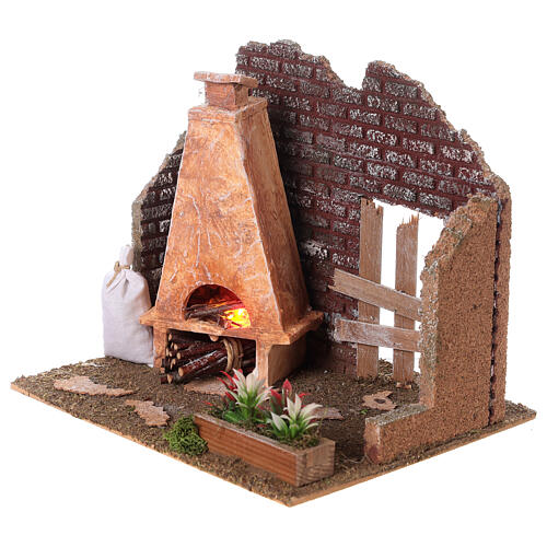 Nativity scene oven setting 8 cm with hood 15x20x15cm 2