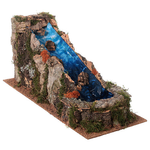 Décor Cascade Avec Pont Et Berger Pour Crèche - Santon 6 Cm - Bois Et Liège 26x24x20 Cm