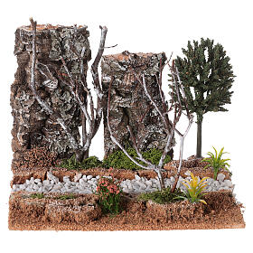 Compostable road with trees and plants 15x20x15 cm