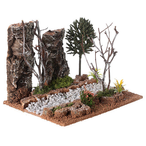 Compostable road with trees and plants 15x20x15 cm 4