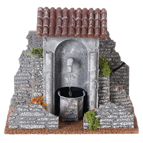 Fontaine avec arche en pierre crèche 20x20x15 cm 1