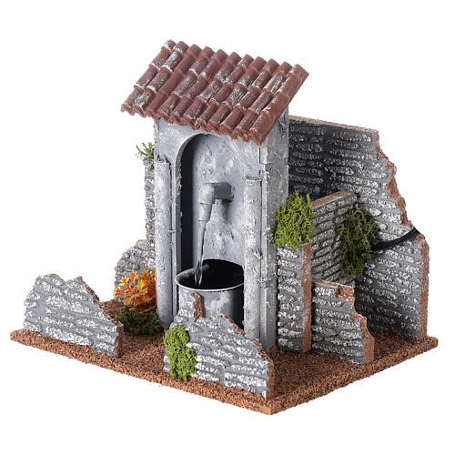 Fontaine avec arche en pierre crèche 20x20x15 cm 2