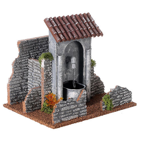 Fontaine avec arche en pierre crèche 20x20x15 cm 3