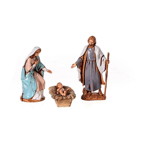 Fortress and house with oven, Moranduzzo Nativity Scene with 6 cm figurines, 19th century style, 40x30x30 cm 5