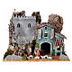 Fortress and house with oven, Moranduzzo Nativity Scene with 6 cm figurines, 19th century style, 40x30x30 cm s1