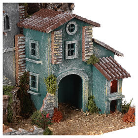 Forteresse et maison avec four Nativité Moranduzzo 6 cm 40x30x30 cm style XIXe