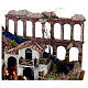 Aqueduct, house with fire and Moranduzzo's Nativity Scene with 10 cm figurines, 19th century style, 60x30x40 cm s4