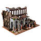 Aqueduct, house with fire and Moranduzzo's Nativity Scene with 10 cm figurines, 19th century style, 60x30x40 cm s6