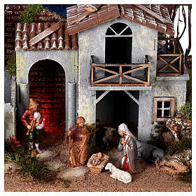 Ambientação aqueduto e casa com fogo Natividade de Jesus Moranduzzo estilo '800 altura média 10 cm; 58x29x39 cm