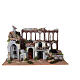 Aqueduct and house with fire for Moranduzzo's Nativity Scene with 10 cm figurines, 19th century style, 60x30x40 cm s1