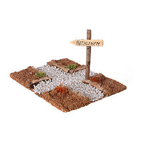 Road section: intersection on a dirt road to Bethlehem for Nativity Scene with 10-12 cm characters