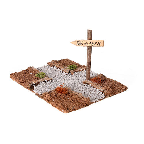 Road section: intersection on a dirt road to Bethlehem for Nativity Scene with 10-12 cm characters 2