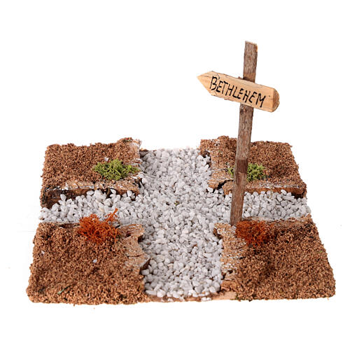 Road section: intersection on a dirt road to Bethlehem for Nativity Scene with 10-12 cm characters 6