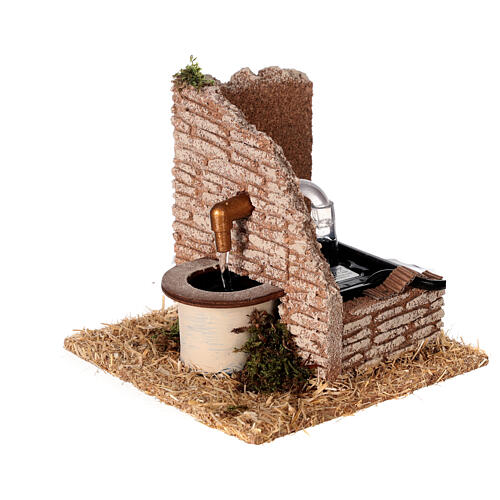Brick wall fountain for Nativity Scene with 10 cm characters 15x15 cm 2