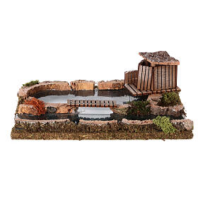 Fisherman's cabin and lake for Nativity Scene with 4 cm characters 25x20 cm