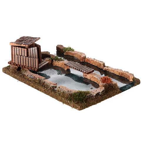Fisherman's cabin and lake for Nativity Scene with 4 cm characters 25x20 cm 4