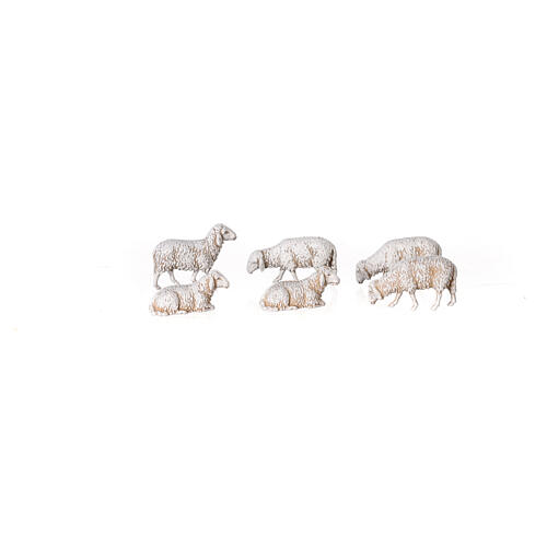 Stable with sheeps and Moranduzzo's Nativity Scene, 10 cm characters, 19th century style, 30x60x20 cm 6