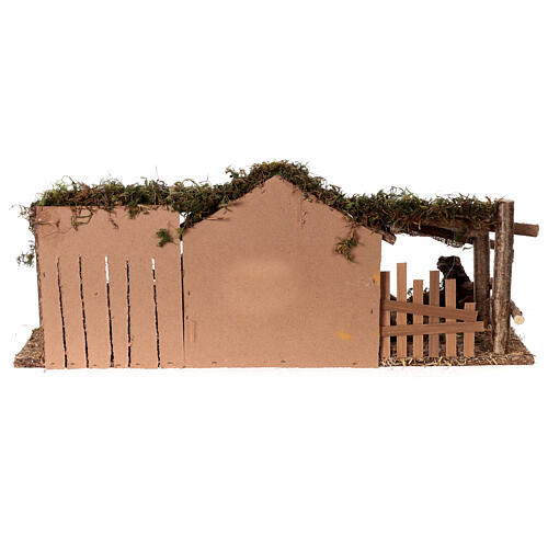 Stable with sheeps and Moranduzzo's Nativity Scene, 10 cm characters, 19th century style, 30x60x20 cm 8