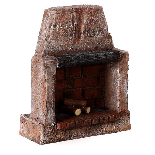 Chimenea madera ladrillos rojos para belén 10-12 cm 3