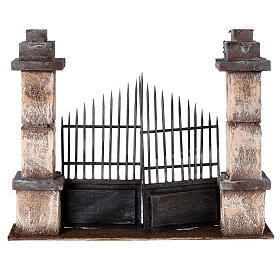 Cancello con colonne presepe 10-12 cm