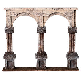Colonnade 2 arches base bois crèche 10 cm