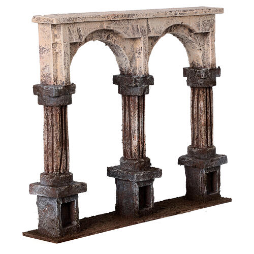 Colonnade 2 arches base bois crèche 10 cm 3