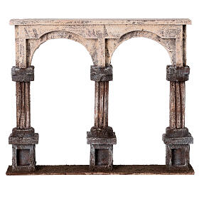 Colonnato 2 archi base legno presepi 10 cm