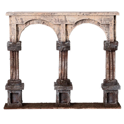 Colonnato 2 archi base legno presepi 10 cm 1