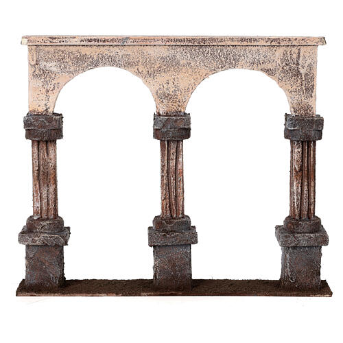 Colonnato 2 archi base legno presepi 10 cm 4